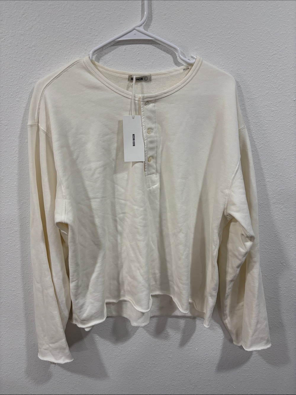 Buck Mason Tropez Terry Cloth Popover Women’s Large Natural Henley Retail $118